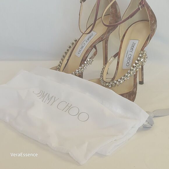 Jimmy Choo Bobbie Heels Shoes Brand New w/ box Sz 39 Rhinestones - Picture 14 of 15
